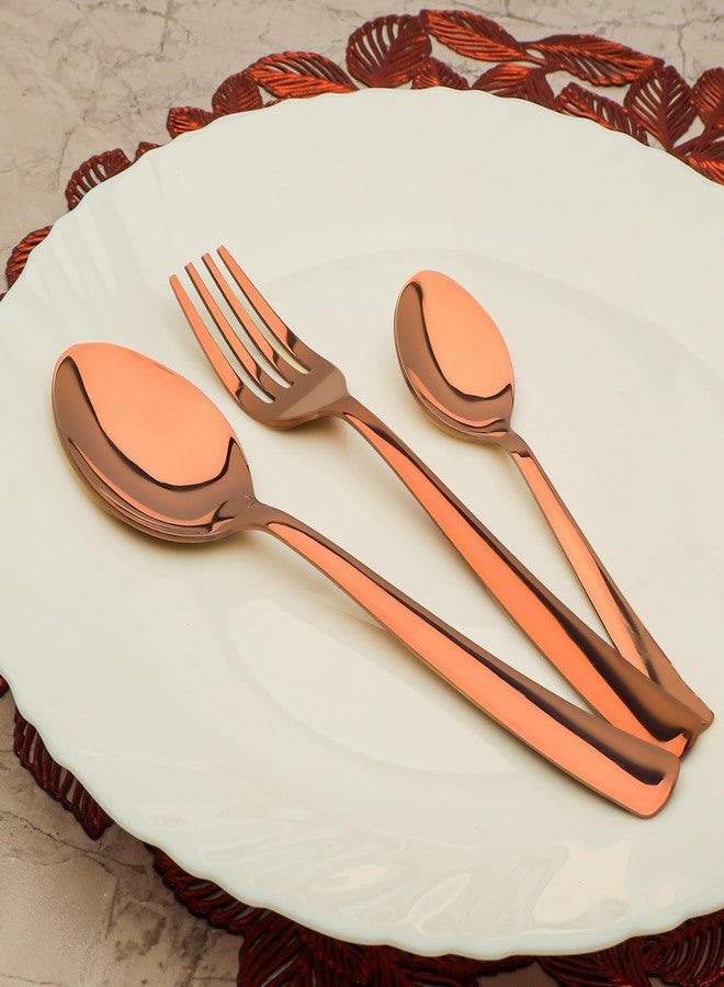 Parage 18 Pieces Stainless Steel Rose Gold Cutlery Set, Premium Cutlery Set for Home & Kitchen, Luxury PVD Rose Gold Flatware for Elegant Dining (6 Pieces Each Table Spoons, Forks & Tea Spoons) - Image 5